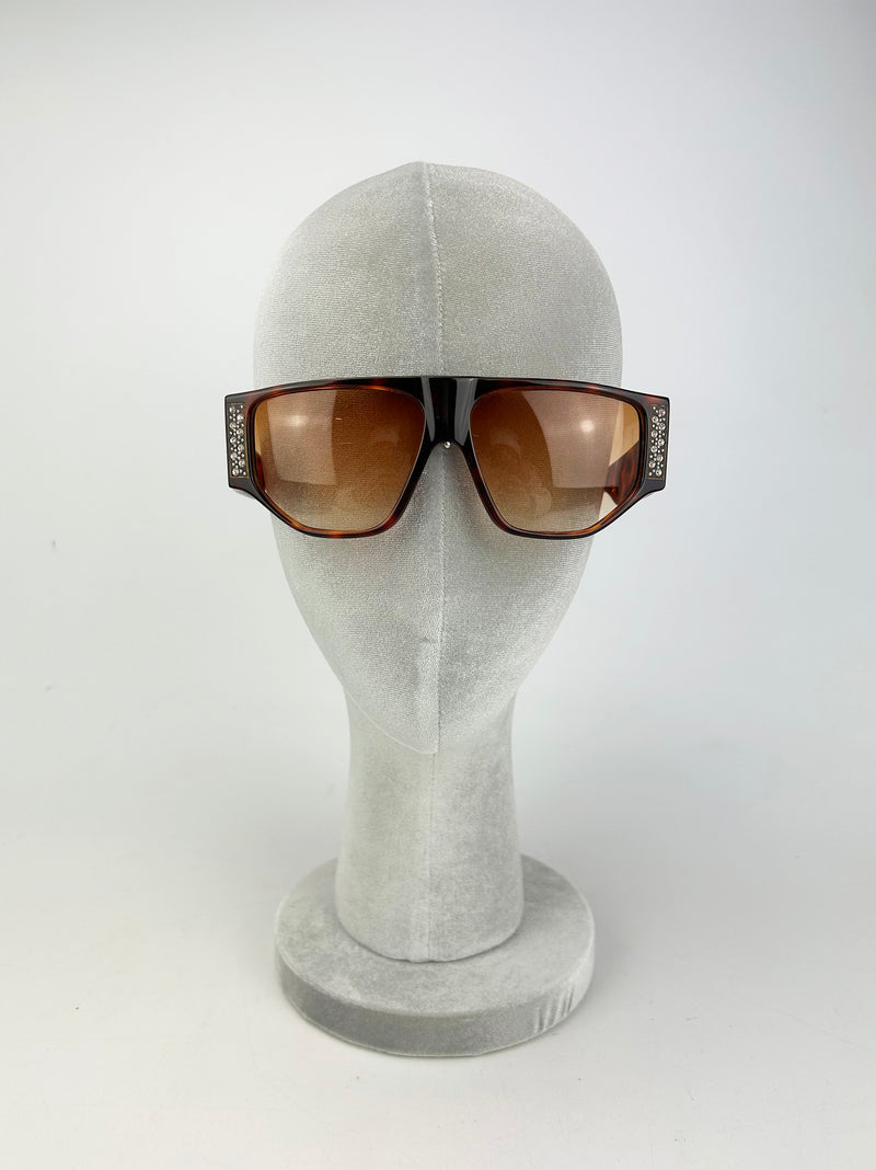 Emmanuelle Kahn Vintage Tortoiseshell Rhinestone Sunglasses c1980s