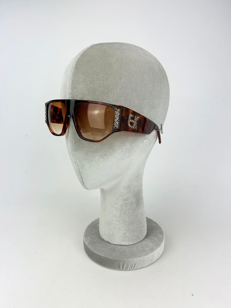 Emmanuelle Kahn Vintage Tortoiseshell Rhinestone Sunglasses c1980s