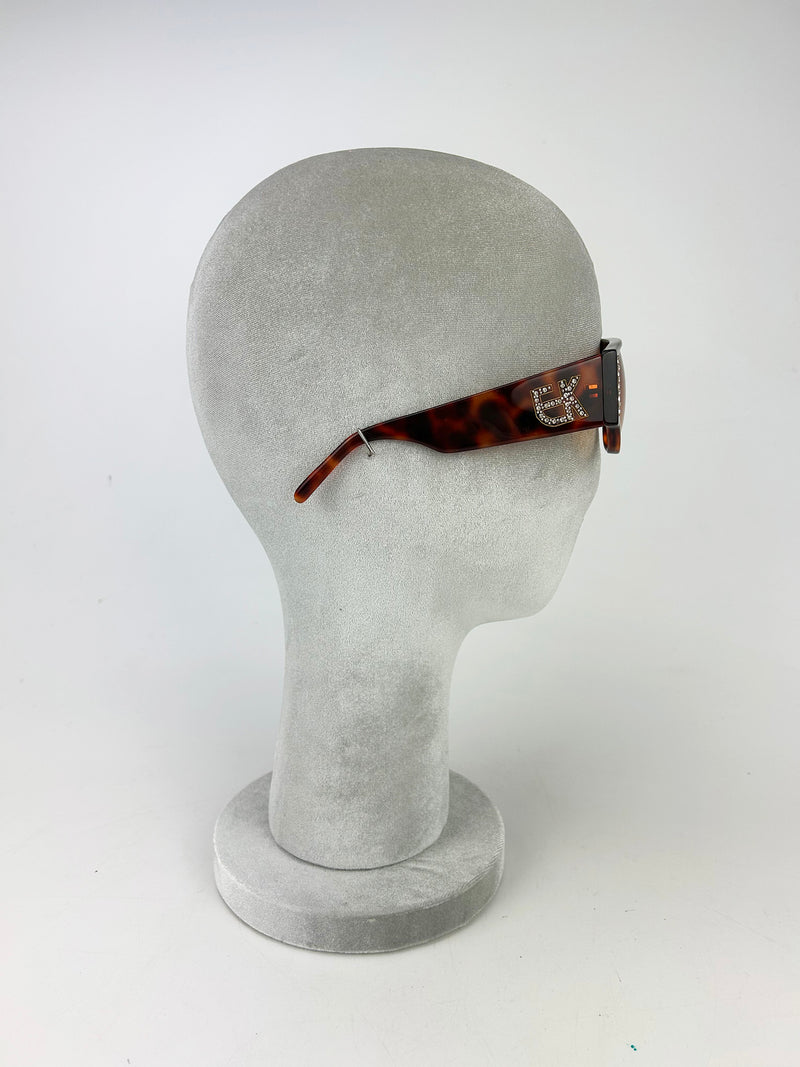Emmanuelle Kahn Vintage Tortoiseshell Rhinestone Sunglasses c1980s