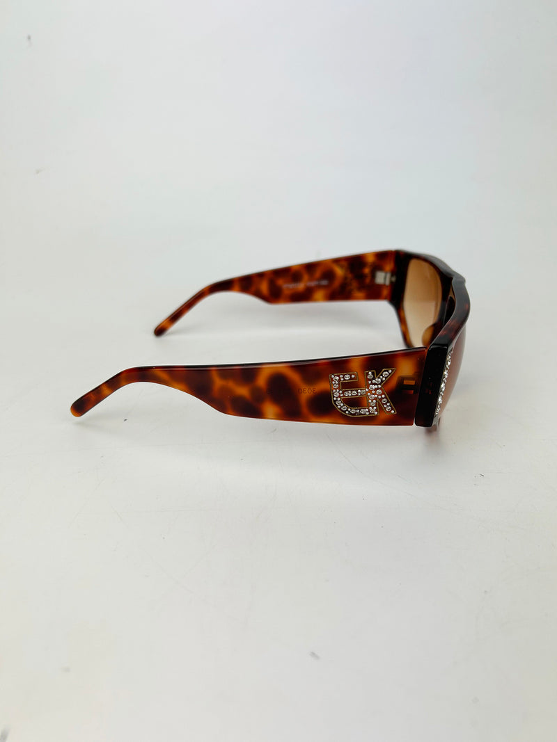 Emmanuelle Kahn Vintage Tortoiseshell Rhinestone Sunglasses c1980s
