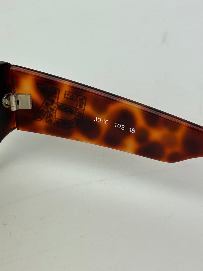 Emmanuelle Kahn Vintage Tortoiseshell Rhinestone Sunglasses c1980s
