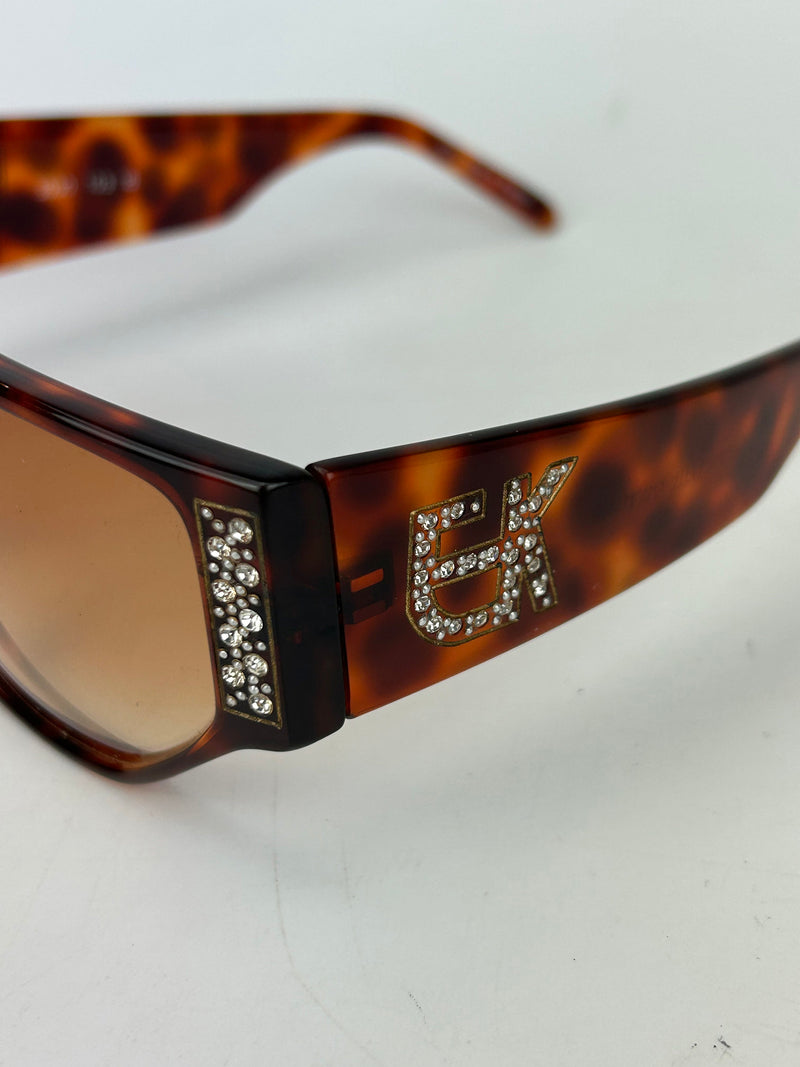 Emmanuelle Kahn Vintage Tortoiseshell Rhinestone Sunglasses c1980s