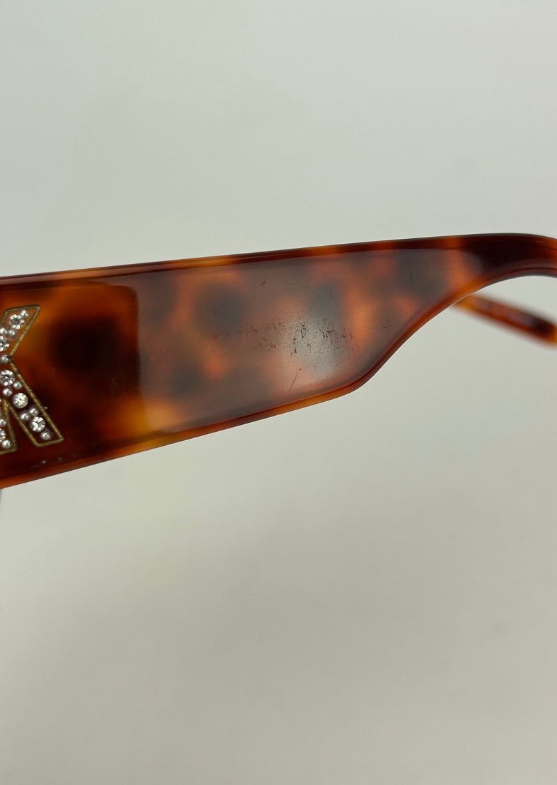 Emmanuelle Kahn Vintage Tortoiseshell Rhinestone Sunglasses c1980s