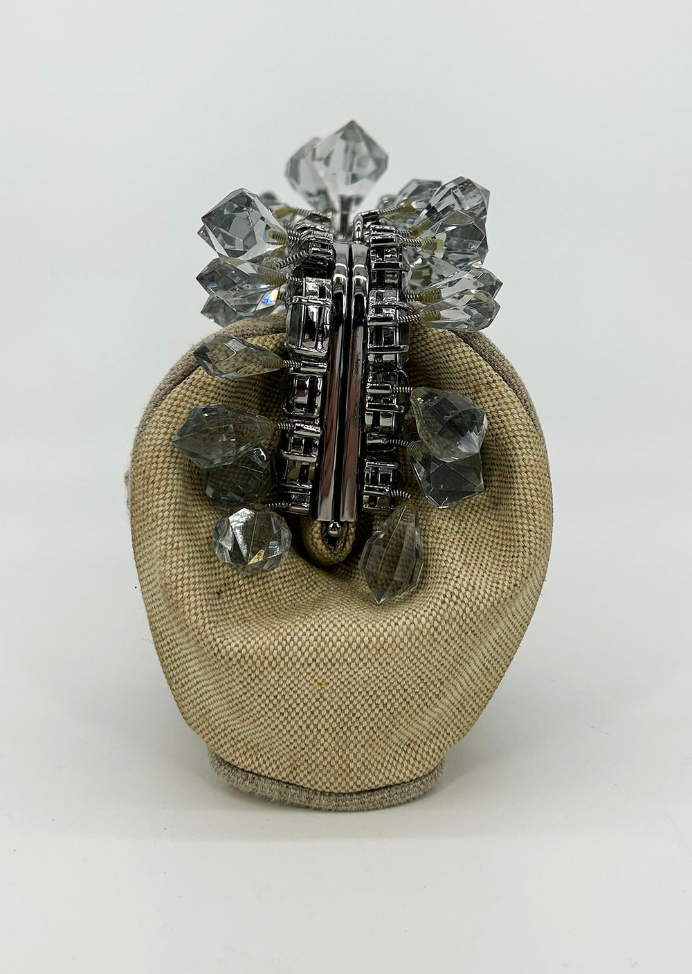 アクセサリー　まとめ　1719 Prada Mistolino Natural Canvas Crystal Beaded Top Pochette