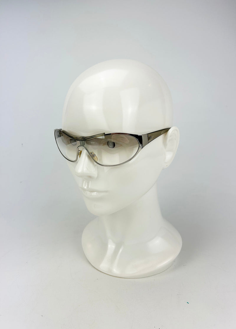 Christian Dior Rider Sunglasses Silver Frame Clear Lens Vintage c2000s