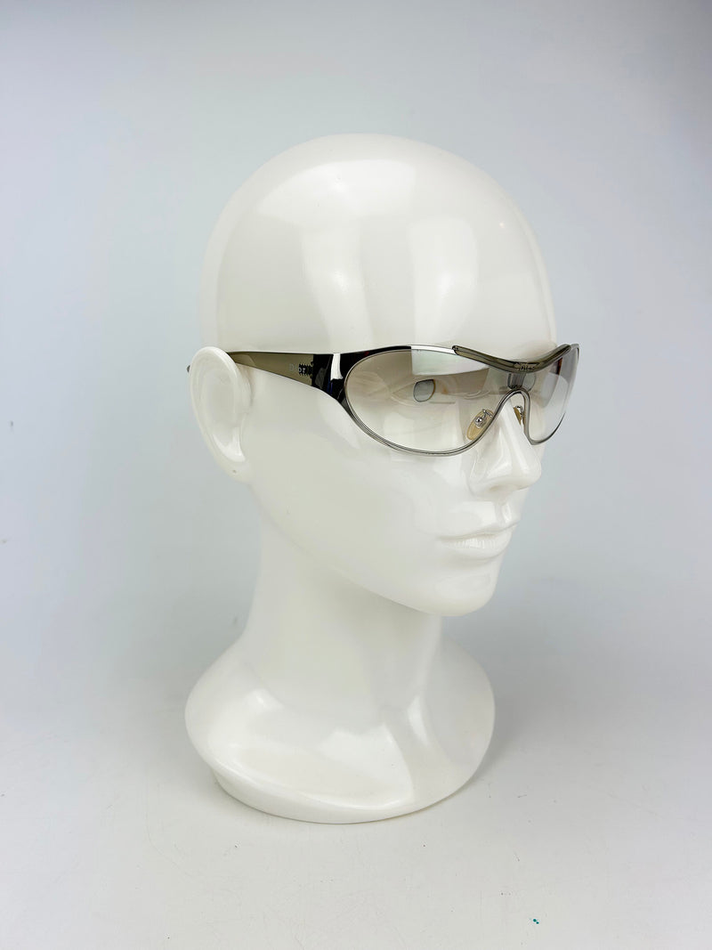 Christian Dior Rider Sunglasses Silver Frame Clear Lens Vintage c2000s