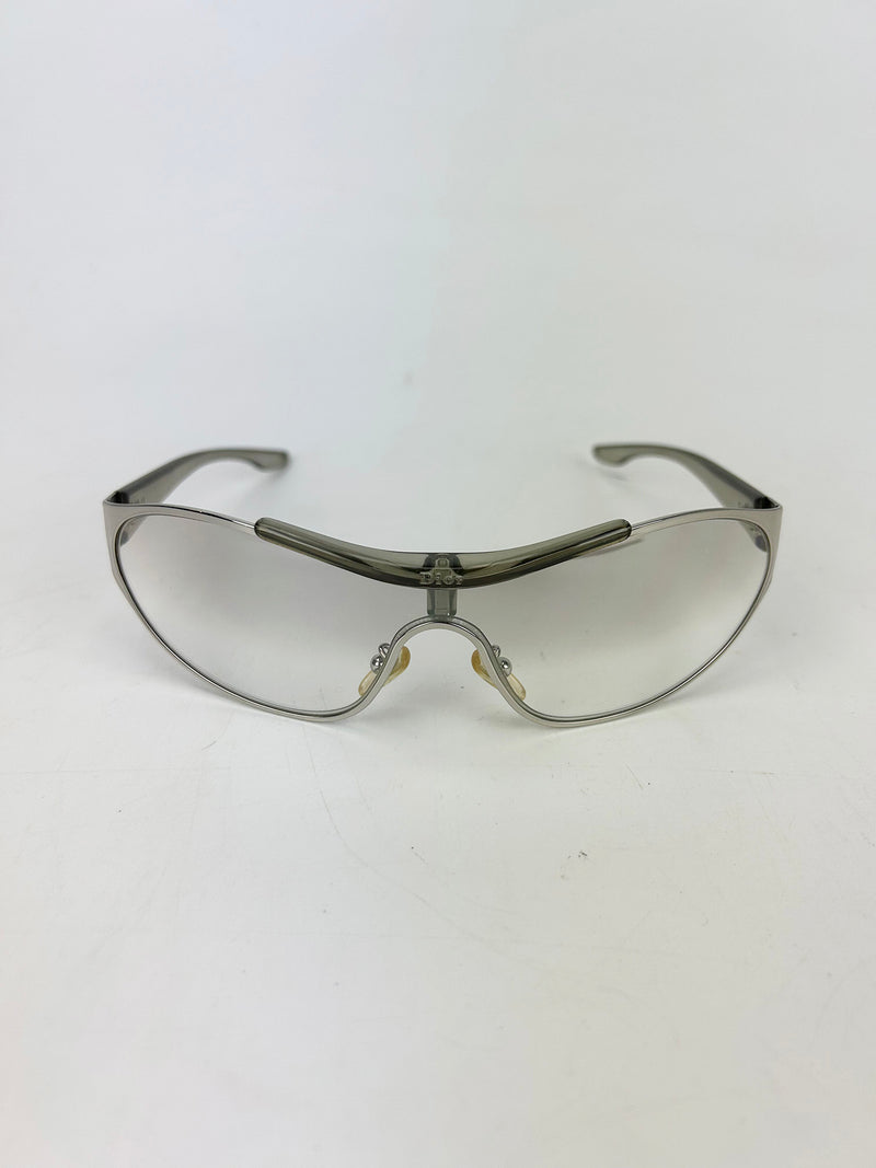 Christian Dior Rider Sunglasses Silver Frame Clear Lens Vintage c2000s