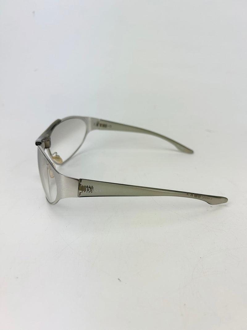 Christian Dior Rider Sunglasses Silver Frame Clear Lens Vintage c2000s