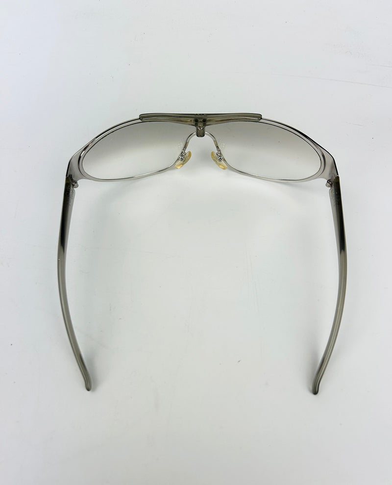 Christian Dior Rider Sunglasses Silver Frame Clear Lens Vintage c2000s