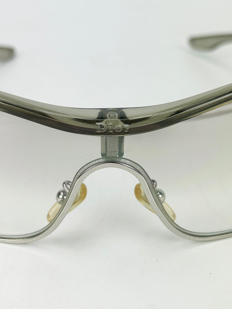 Christian Dior Rider Sunglasses Silver Frame Clear Lens Vintage c2000s