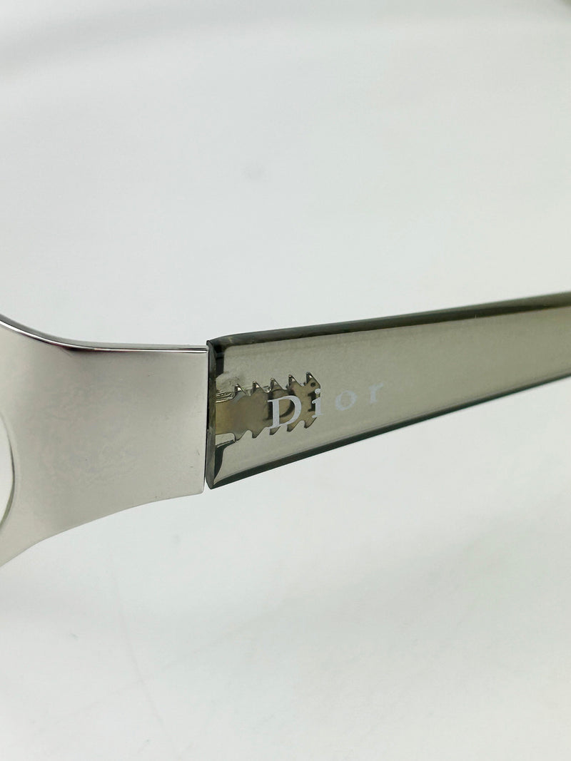 Christian Dior Rider Sunglasses Silver Frame Clear Lens Vintage c2000s