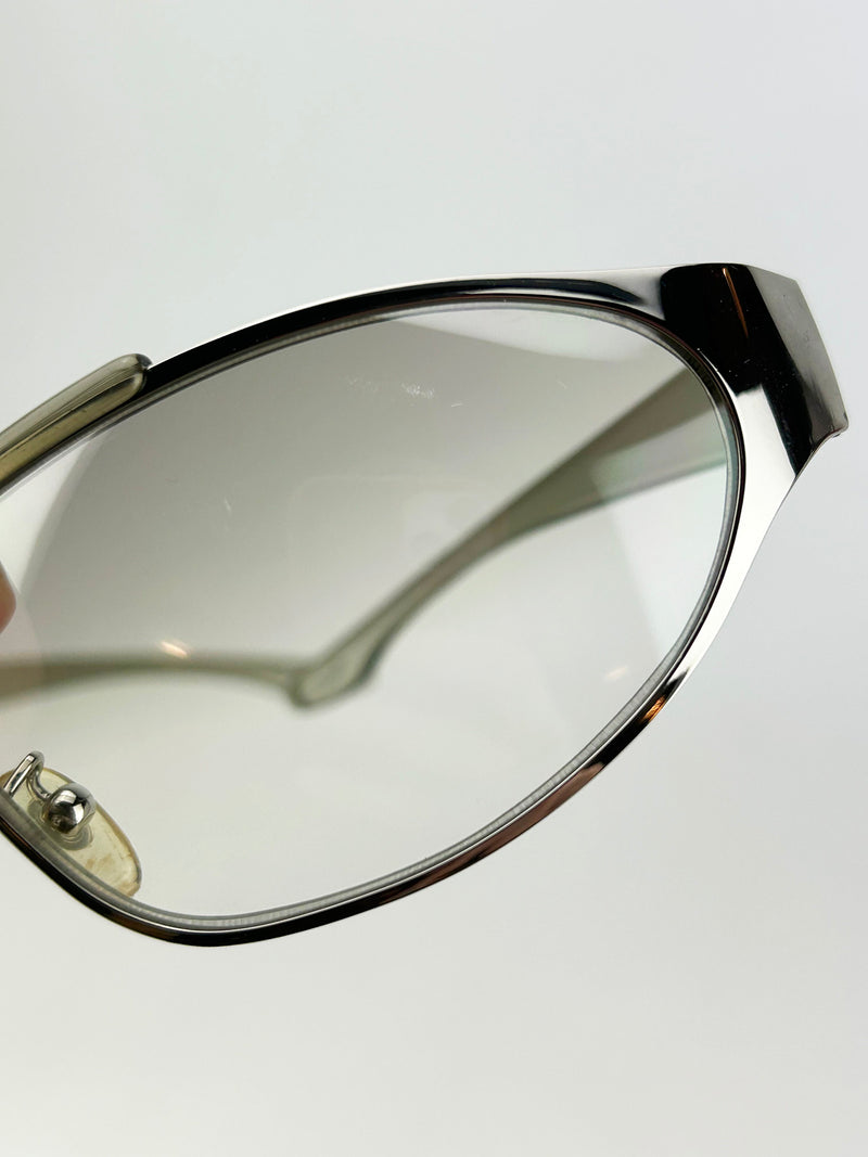 Christian Dior Rider Sunglasses Silver Frame Clear Lens Vintage c2000s