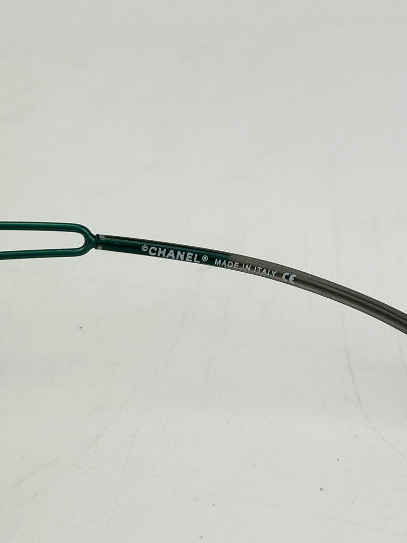 Chanel Vintage Green and Blue Floating Mirror Lens Wire Arm Sunglasses c2000s