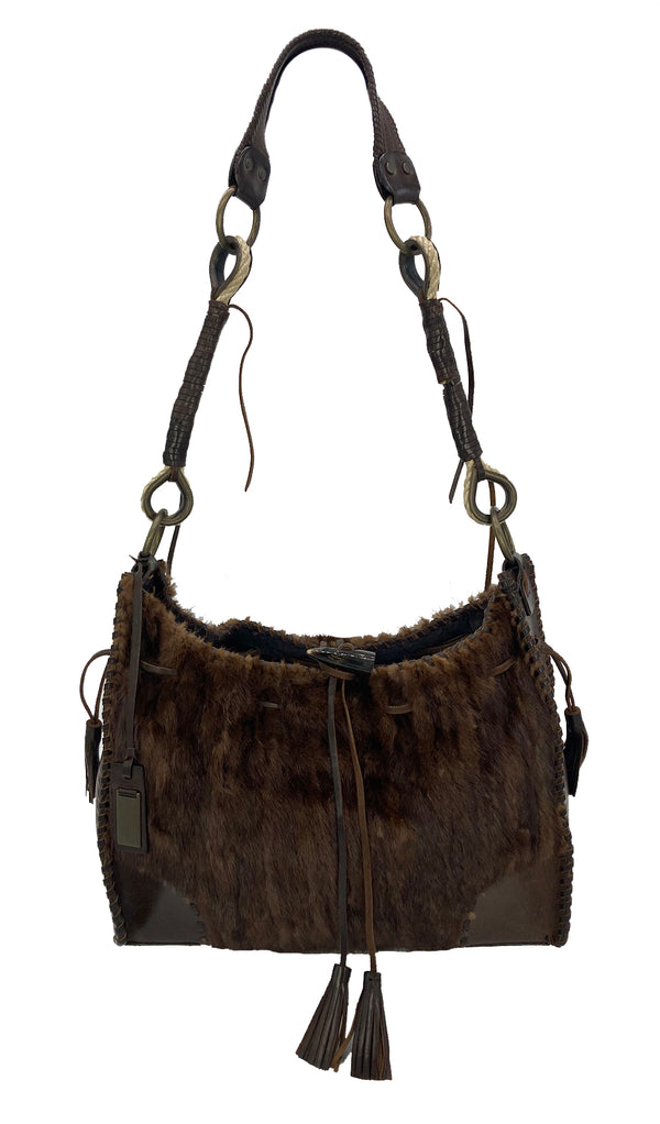 Dolce and Gabbana Brown Mink Fur Shoulder Bag