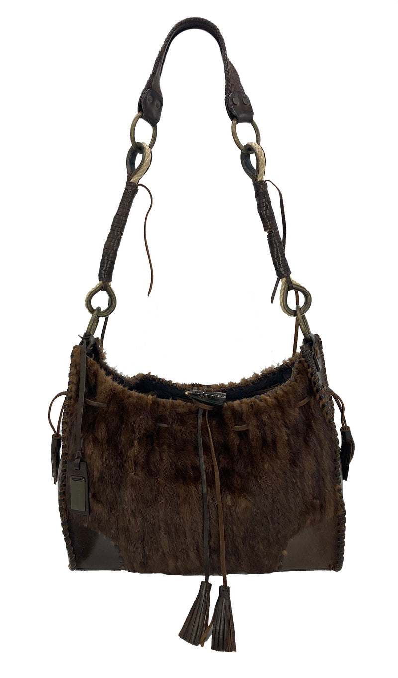 Dolce and Gabbana Brown Mink Fur Shoulder Bag