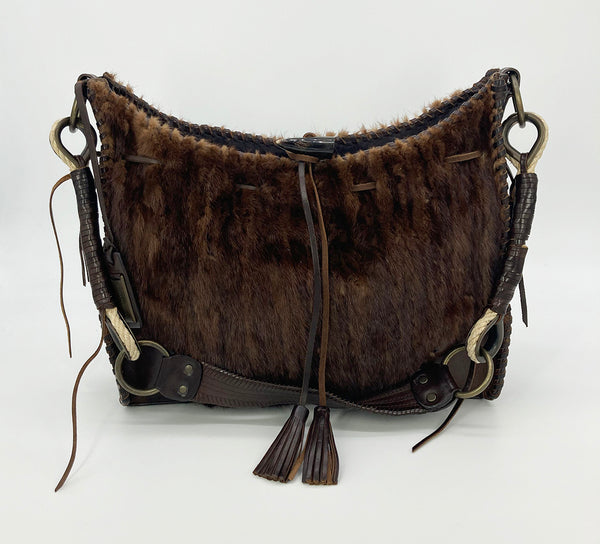 Dolce and Gabbana Brown Mink Fur Shoulder Bag