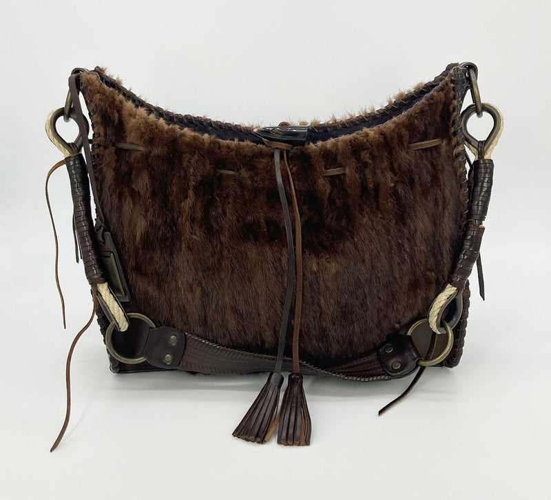 Dolce and Gabbana Brown Mink Fur Shoulder Bag