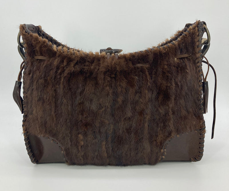 Dolce and Gabbana Brown Mink Fur Shoulder Bag