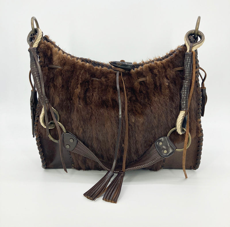 Dolce and Gabbana Brown Mink Fur Shoulder Bag