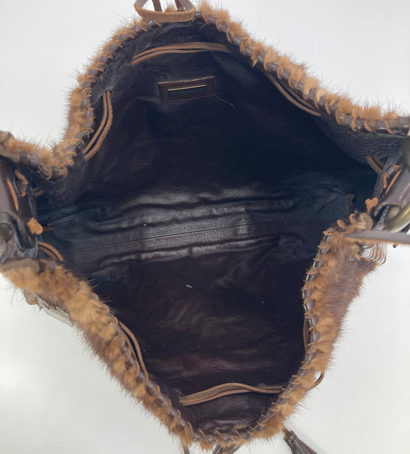 Dolce and Gabbana Brown Mink Fur Shoulder Bag