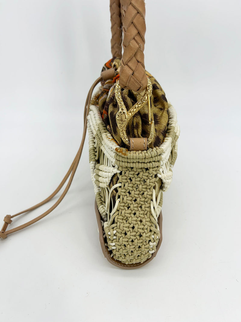 Vintage Roberto Cavalli Macrame Silk Drawstring Baguette