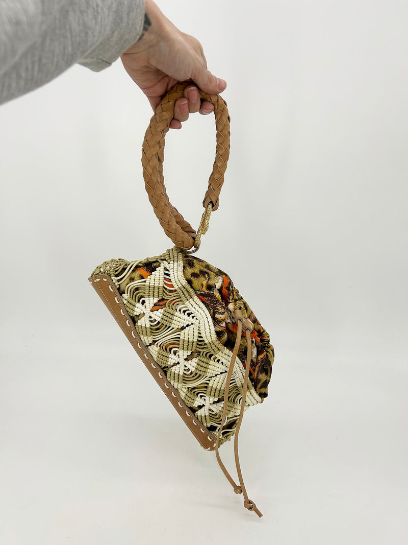 Vintage Roberto Cavalli Macrame Silk Drawstring Baguette