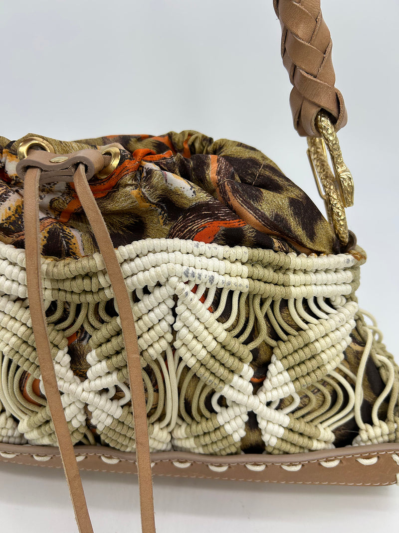 Vintage Roberto Cavalli Macrame Silk Drawstring Baguette