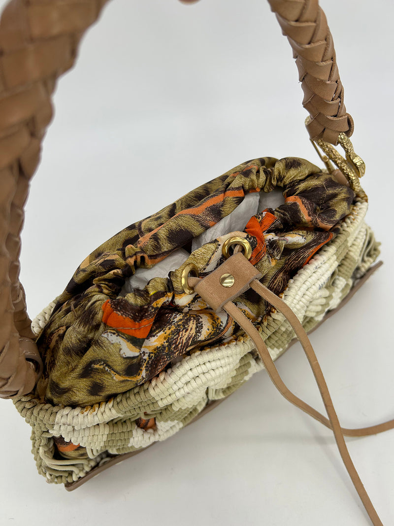 Vintage Roberto Cavalli Macrame Silk Drawstring Baguette