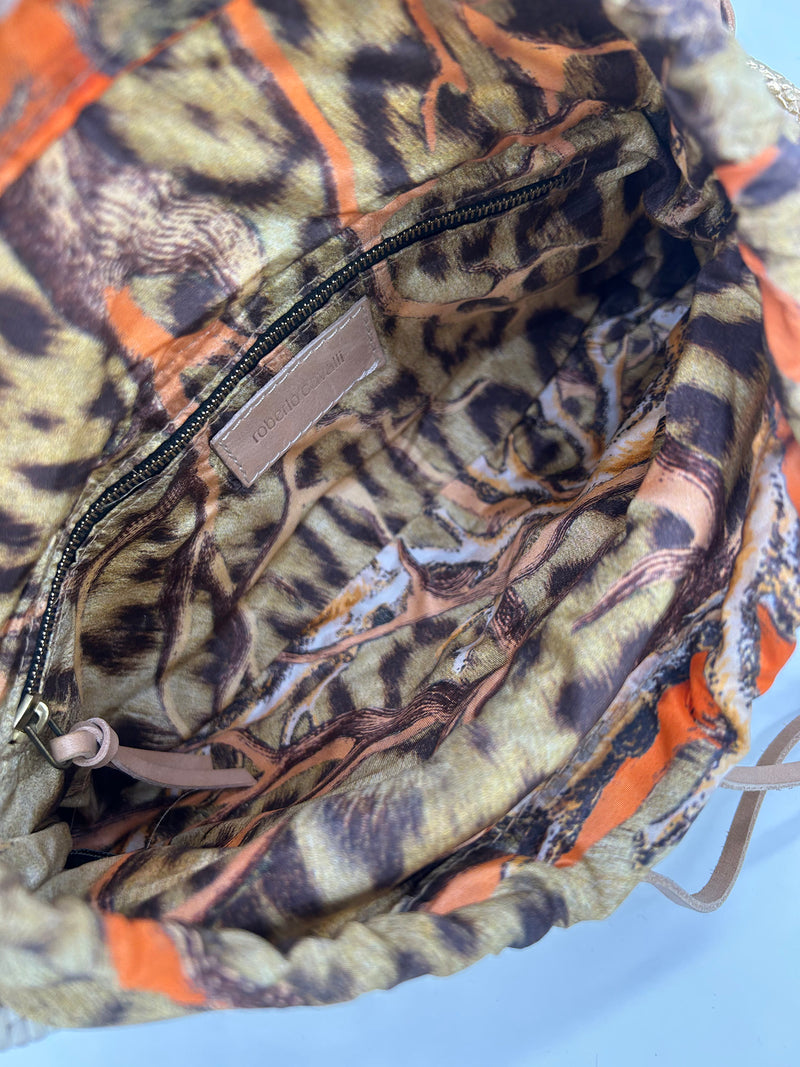 Vintage Roberto Cavalli Macrame Silk Drawstring Baguette