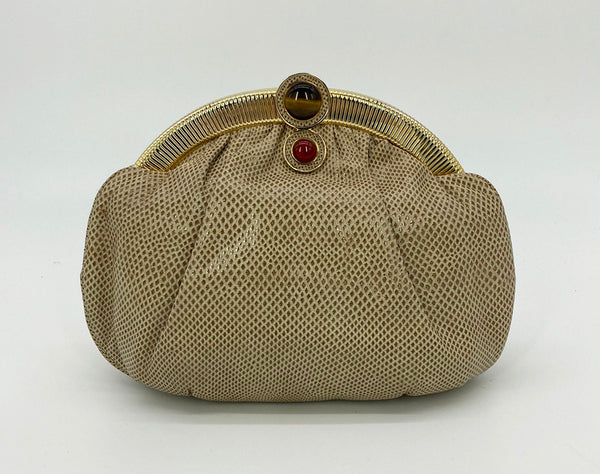 Vintage Judith Leiber Tan Lizard Clutch
