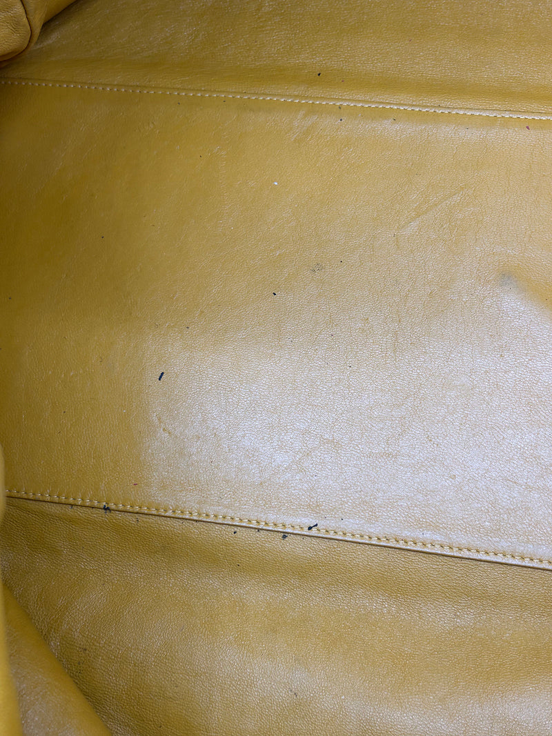 Vintage Gold Pfeil Mustard Tan Ostrich Leather Duffel Travel Bag Tote c1980s