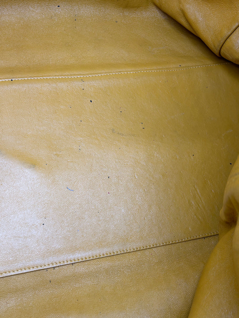 Vintage Gold Pfeil Mustard Tan Ostrich Leather Duffel Travel Bag Tote c1980s