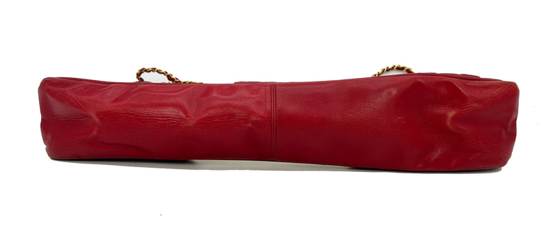 Chanel Vintage Red Leather Clear PVC Shoulder Bag Tote c1990s