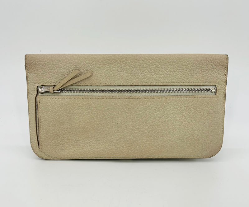 Hermes Dogon Beige Clemence Leather Bi Fold Wallet