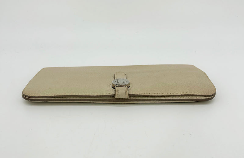 Hermes Dogon Beige Clemence Leather Bi Fold Wallet