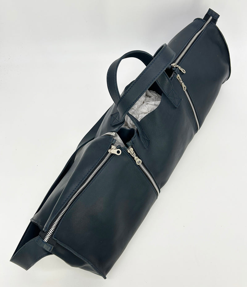 Designer Made in Italy Navy Blue Leather 3 in 1 Handbag Tote