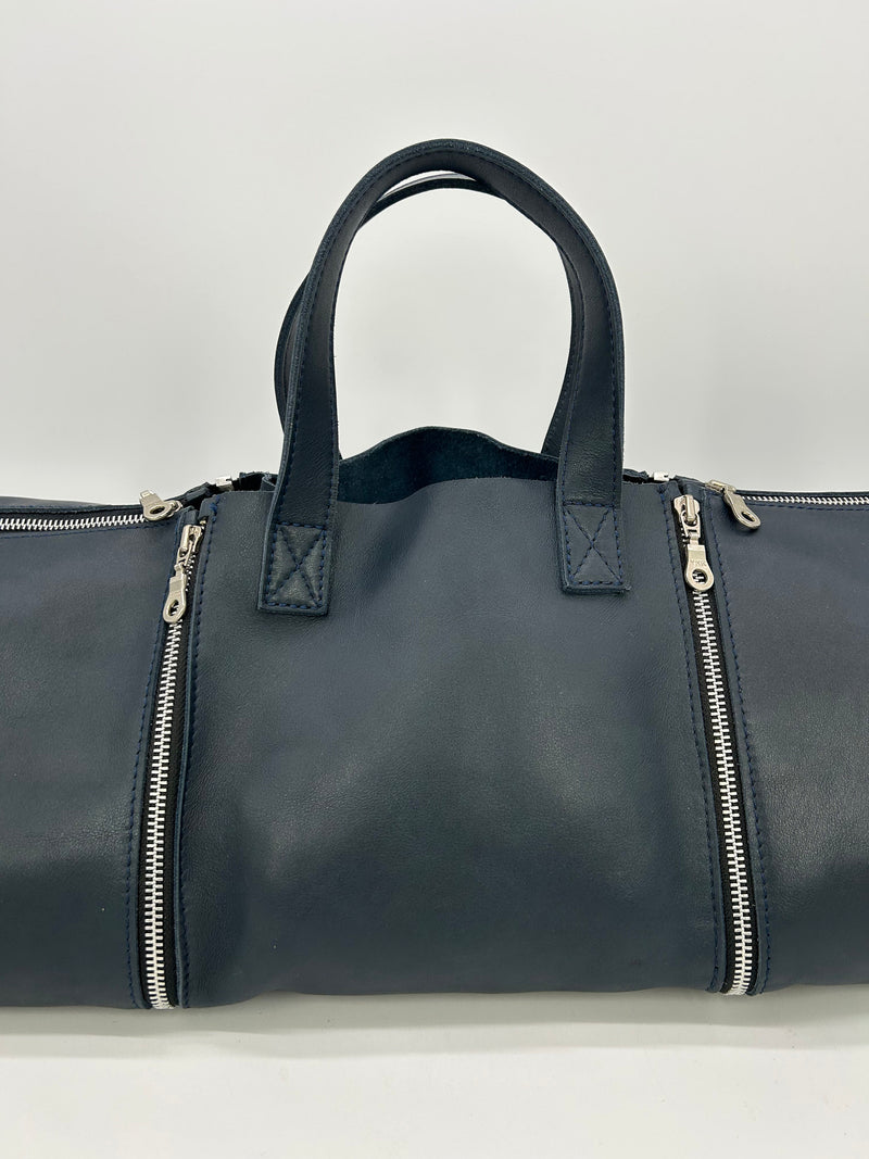 Designer Made in Italy Navy Blue Leather 3 in 1 Handbag Tote