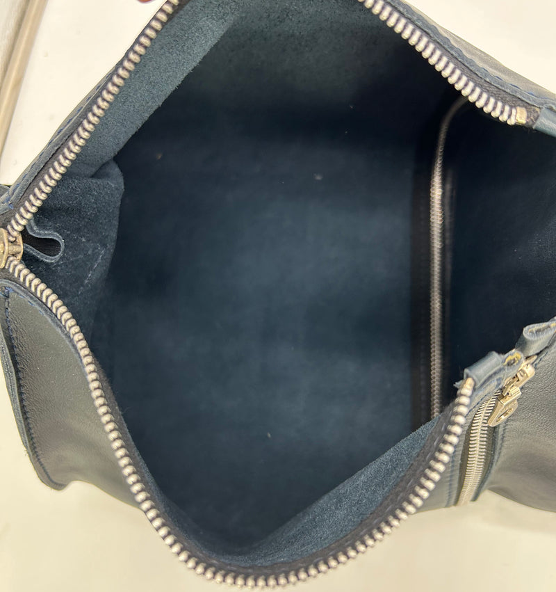 Designer Made in Italy Navy Blue Leather 3 in 1 Handbag Tote