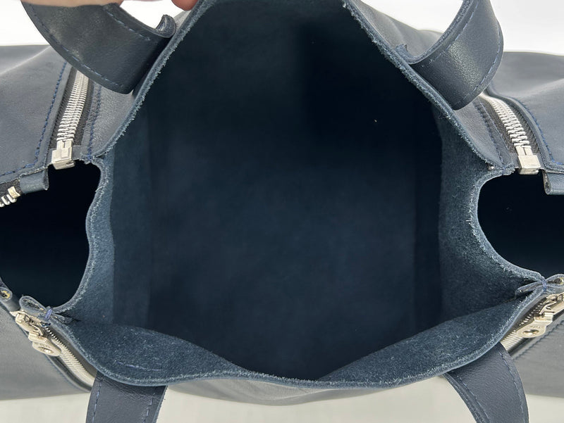 Designer Made in Italy Navy Blue Leather 3 in 1 Handbag Tote
