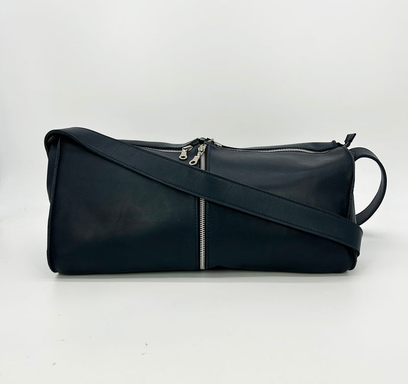 Designer Made in Italy Navy Blue Leather 3 in 1 Handbag Tote