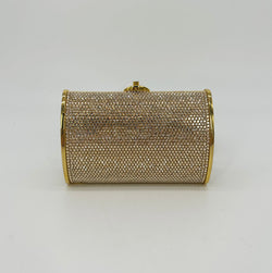 Judith Leiber Gold Swarovski Crystal Mini Minaudiere