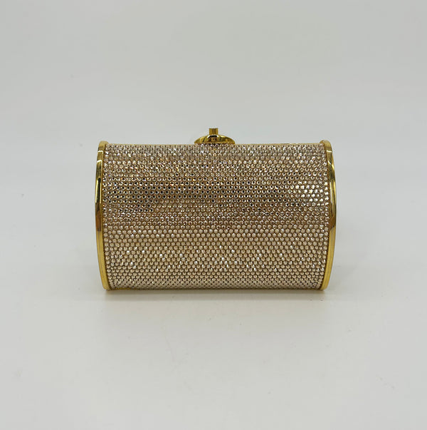 Judith Leiber Gold Swarovski Crystal Mini Minaudiere