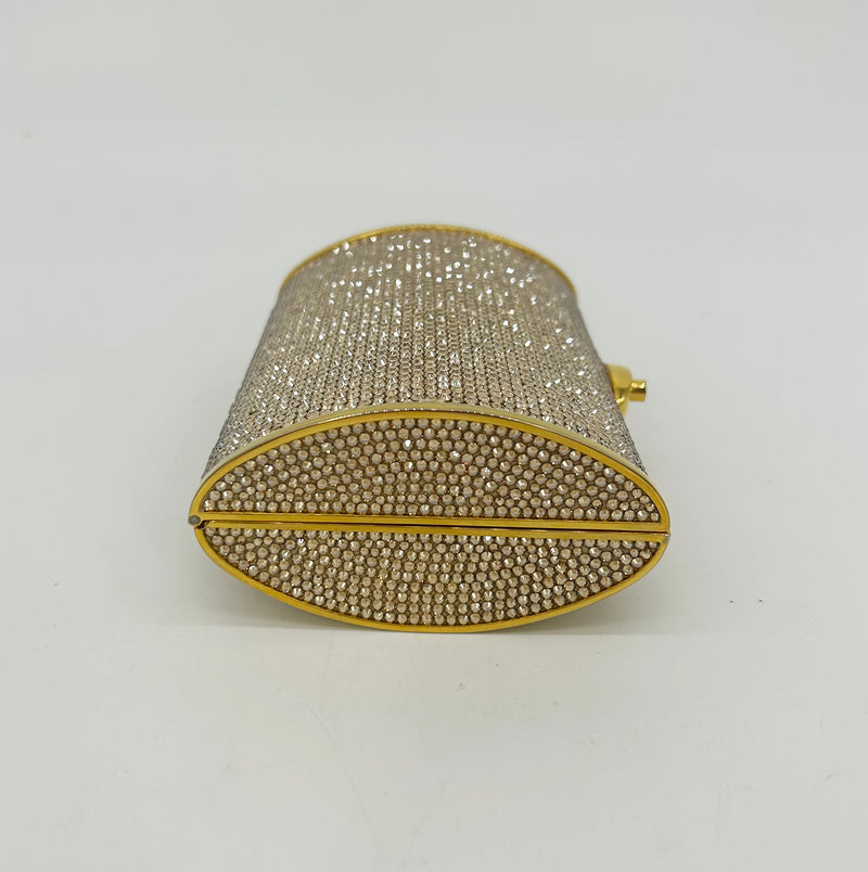 Judith Leiber Gold Swarovski Crystal Mini Minaudiere