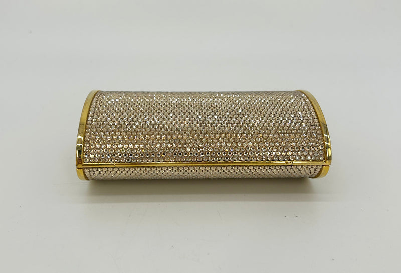 Judith Leiber Gold Swarovski Crystal Mini Minaudiere