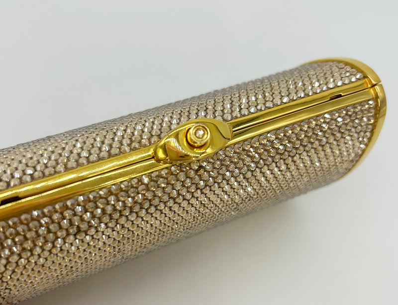 Judith Leiber Gold Swarovski Crystal Mini Minaudiere