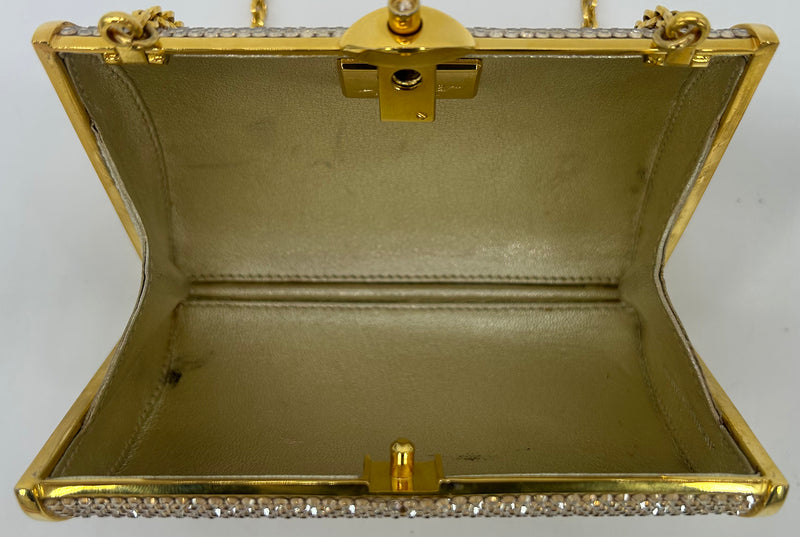 Judith Leiber Gold Swarovski Crystal Mini Minaudiere
