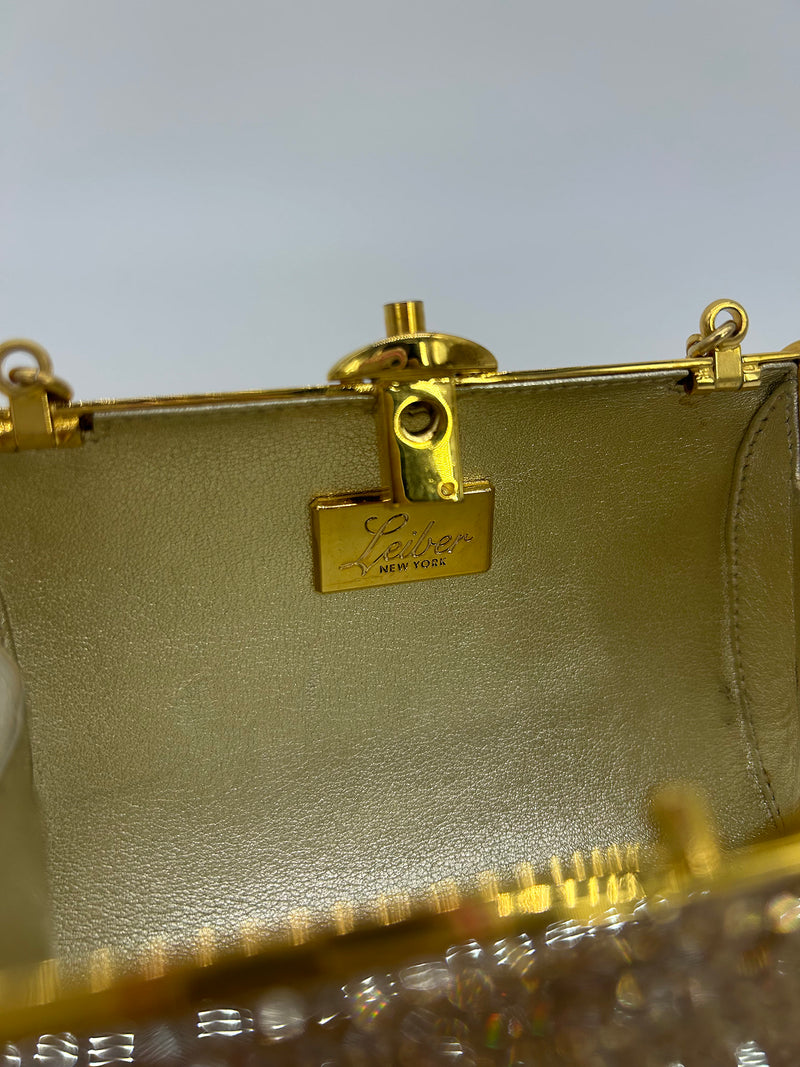 Judith Leiber Gold Swarovski Crystal Mini Minaudiere
