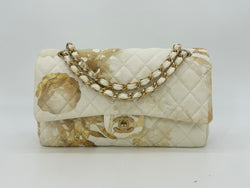 NWOT Chanel Denim Floral Print Medium Double Flap Classic 2.55