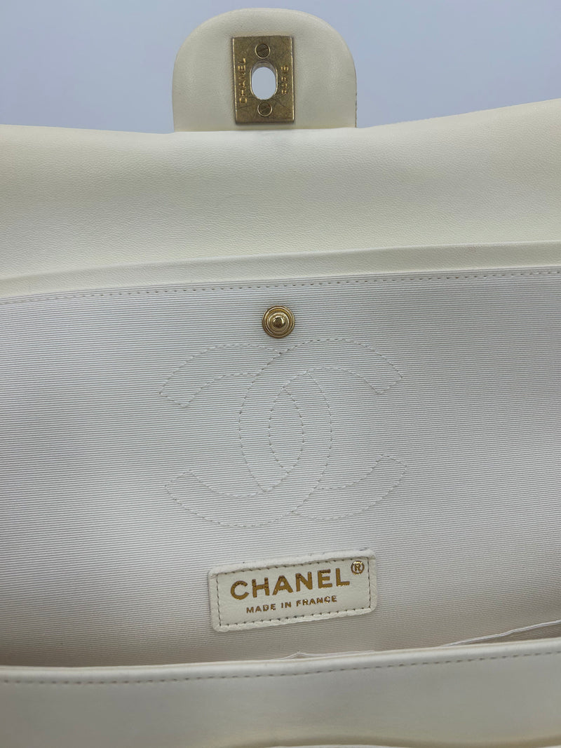 NWOT Chanel Denim Floral Print Medium Double Flap Classic 2.55