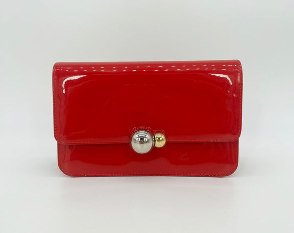 Christian Dior Red Patent Leather Tribale Chain Flap Bag